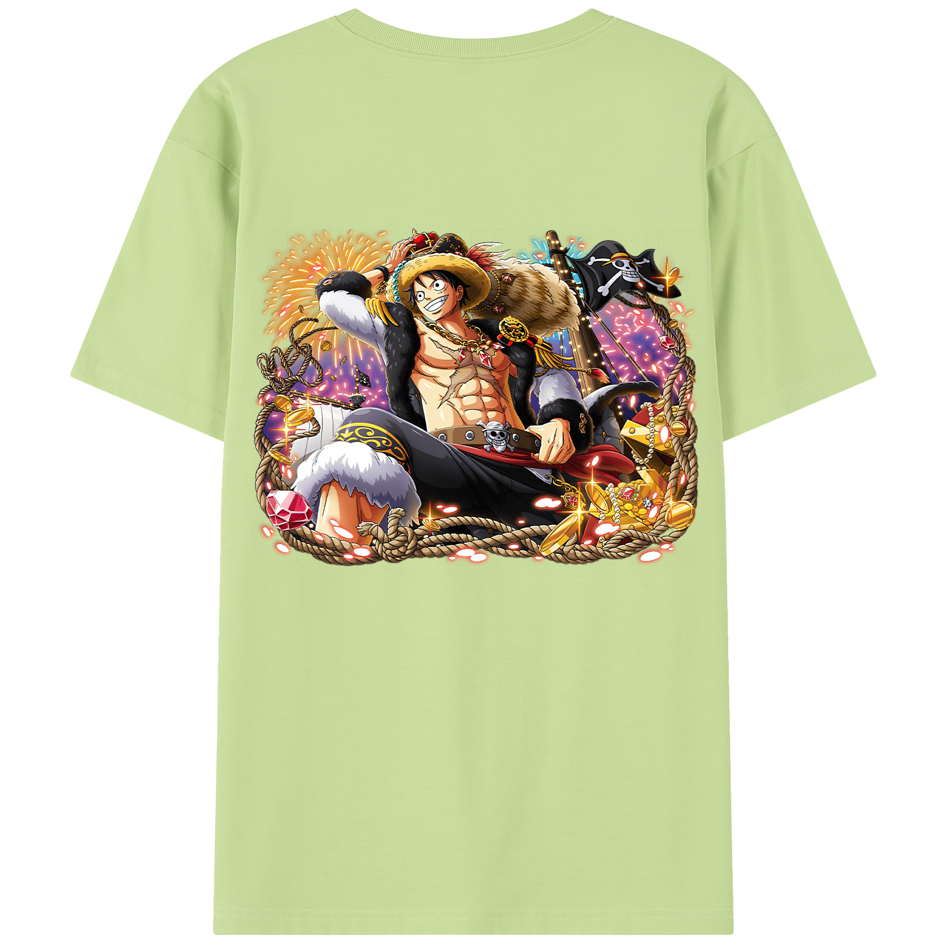 ワンピース モンキー・D・ルフィ ONE PIECE Monkey D. Luffy 綿100％半袖Tシャツ（背面プリント）